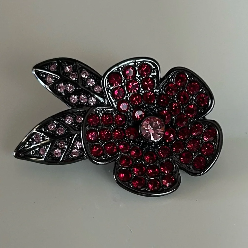 Givenchy Pavé Flower Crystal Brooch Y2K Jewelry